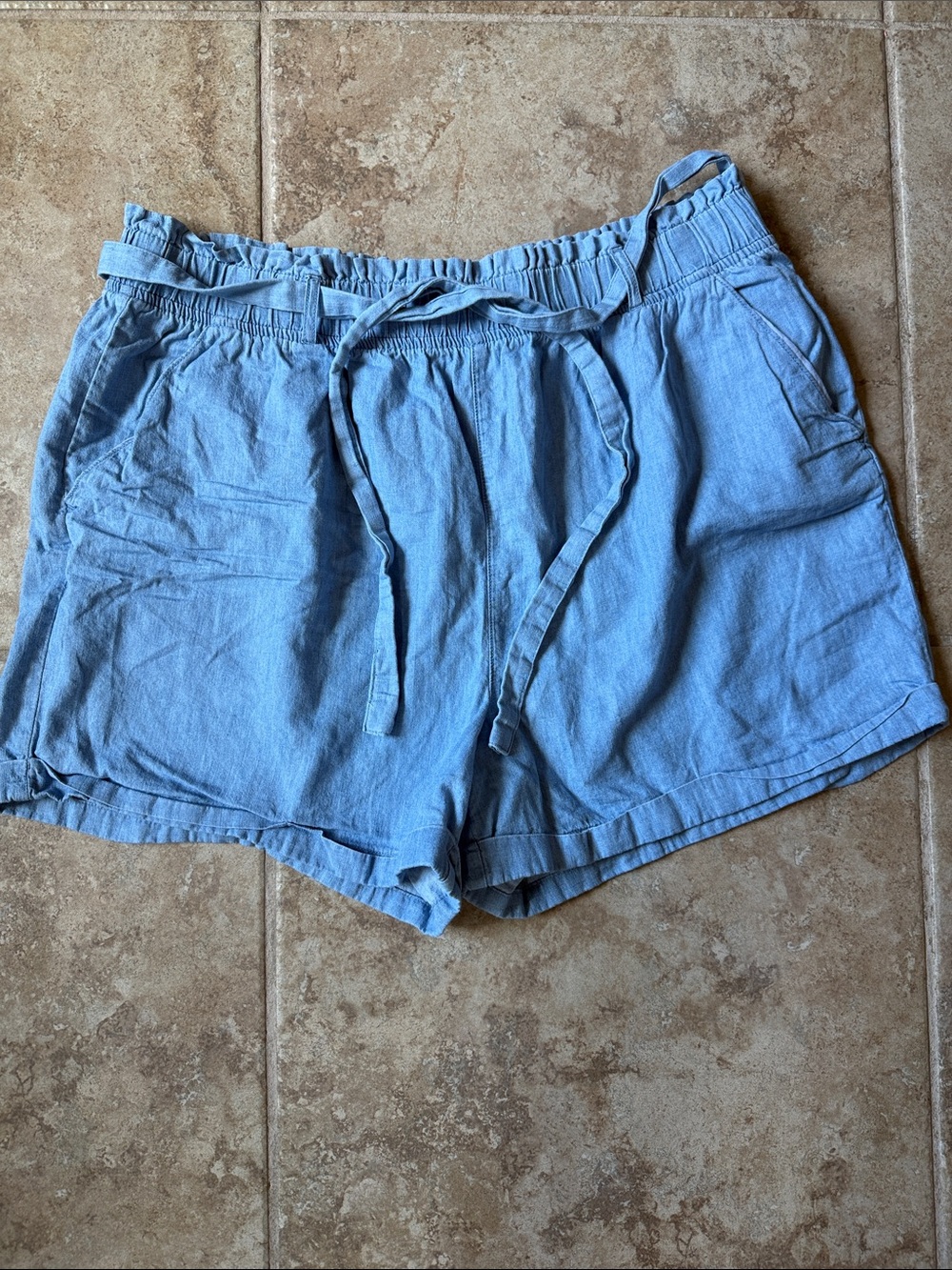 Falls Creek Soft Light Denim Tie-Waist Women's Shorts